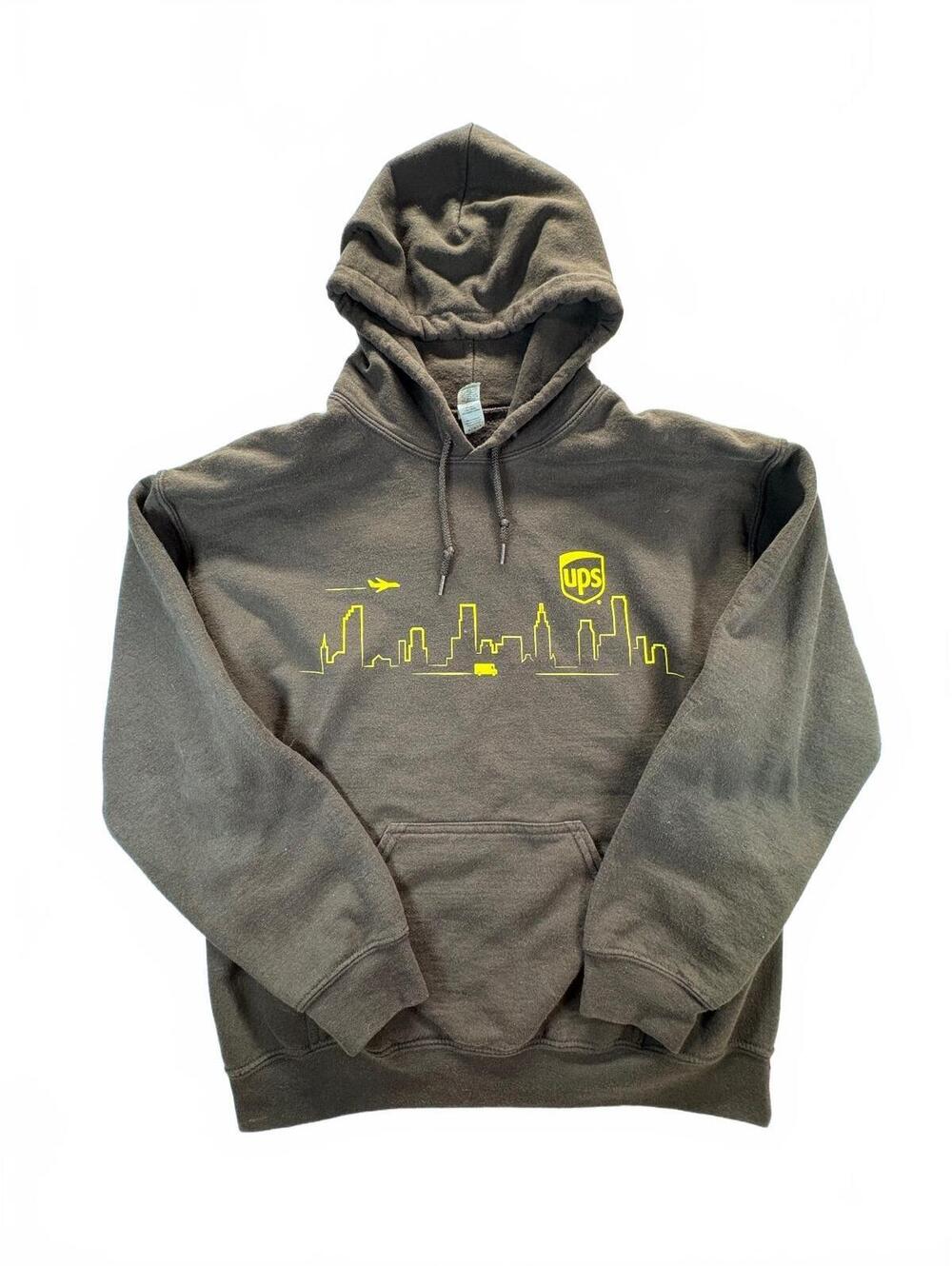 UPS United Parcel Service Brown Graphic Logo Hoodie Sweatshirt Adult Medium